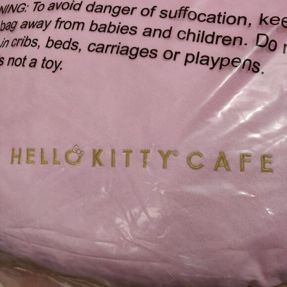 Hello Kitty Cafe Throw Pillow Sanrio Sugar Cookie Face Metallic Gold Pink NEW - Picture 5 of 8